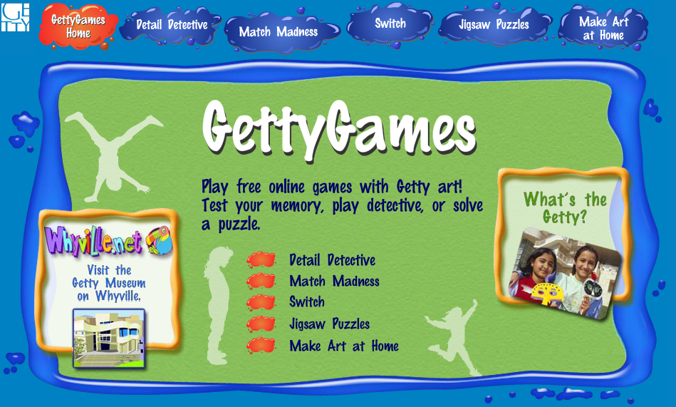 Getty Games Play free online games with Getty art! Test your memory, play detective, or solve a puzzle.